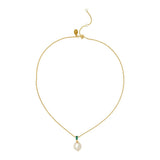 Laura Vann stone and pearl drop necklace in gold - British product