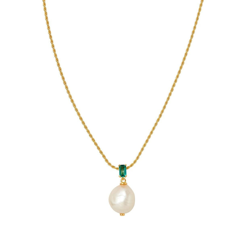 Laura Vann stone and pearl drop necklace in gold - British product
