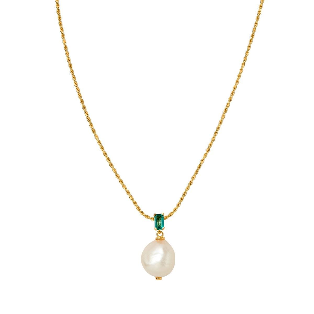 Laura Vann stone and pearl drop necklace in gold - British product