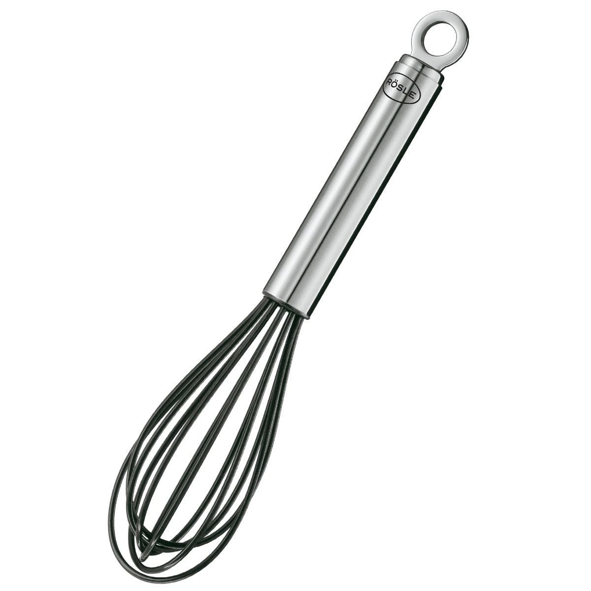 Rösle silicone egg whisk with stainless steel handle (British brand)