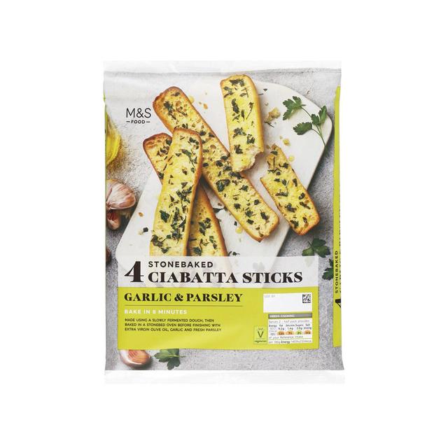 M&S 4 Garlic & Parsley Ciabatta Sticks   4 per pack