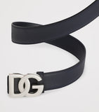 Dolce & Gabbana leather belt 3.5cm silver-tone D&G buckle - British product