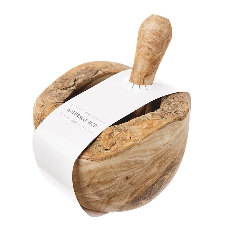 Naturally Med rustic olive wood pestle and mortar set - British product