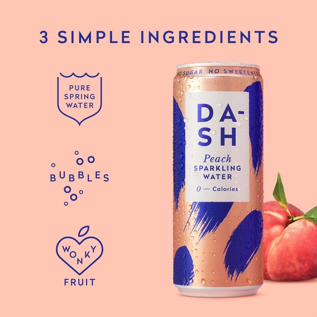 DASH Peach Infused Sparkling Water   4 x 330ml GOODS M&S   