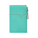 Fortnum's zip leather credit card holder in Eau de Nil (British brand)