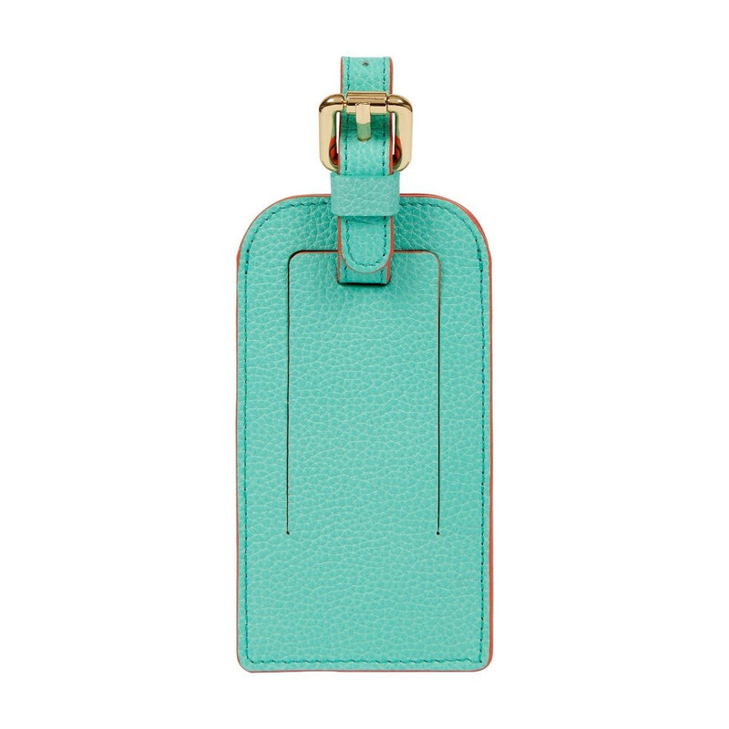 Fortnum's luggage tag in Eau de Nil, handmade leather (British brand)