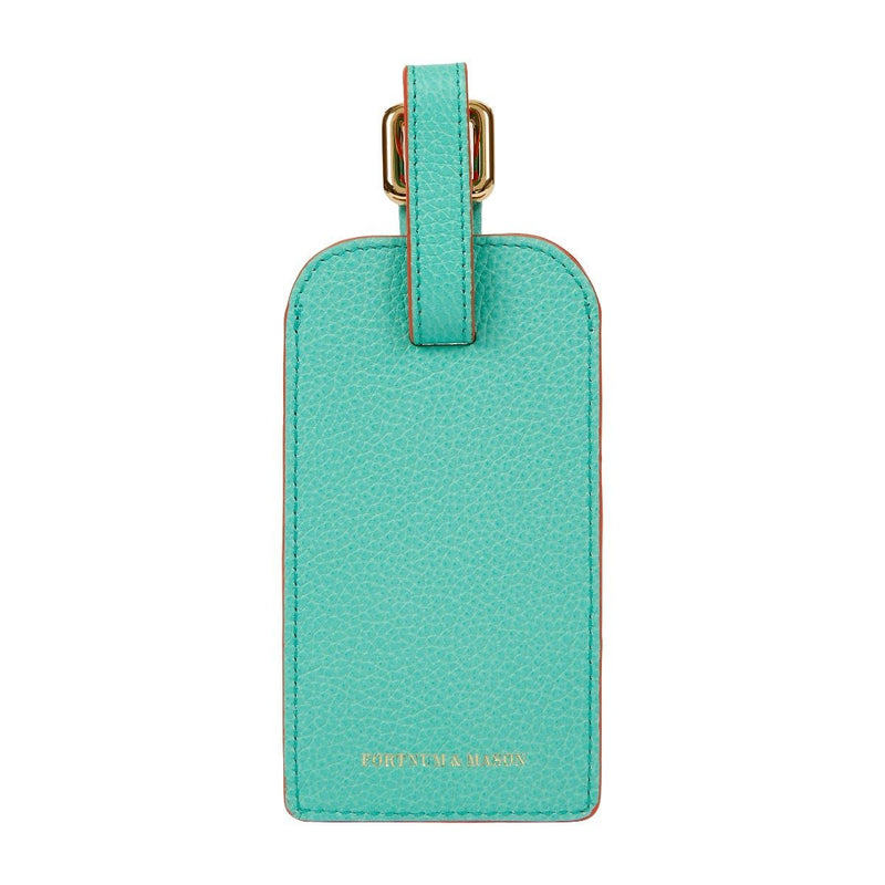 Fortnum's luggage tag in Eau de Nil, handmade leather (British brand)