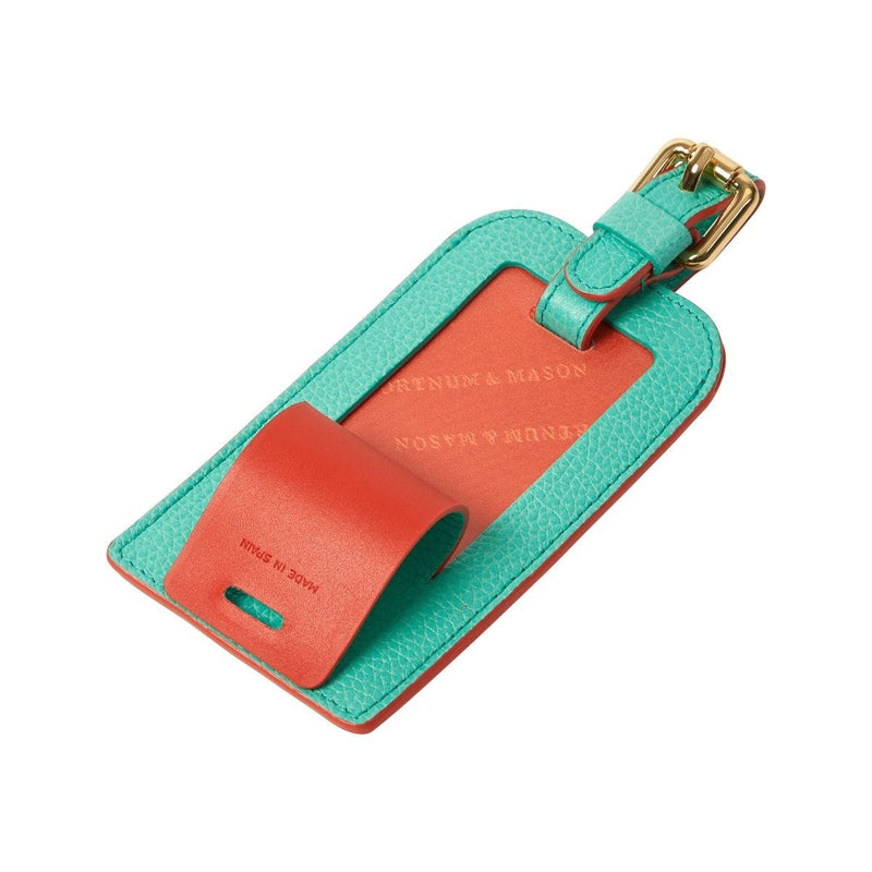 Fortnum's luggage tag in Eau de Nil, handmade leather (British brand)