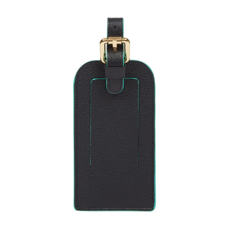 Fortnum's navy leather luggage tag, imported from the UK