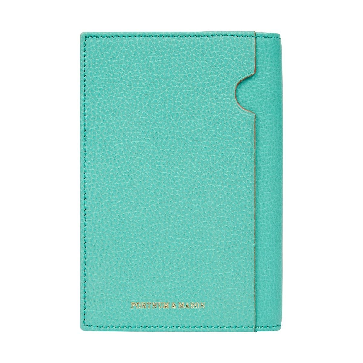 Fortnum's leather passport cover in Eau de Nil, UK version