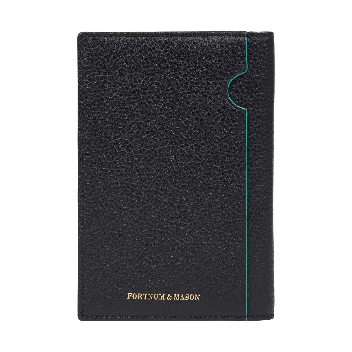 Fortnum's navy leather passport cover with card slots (British brand)