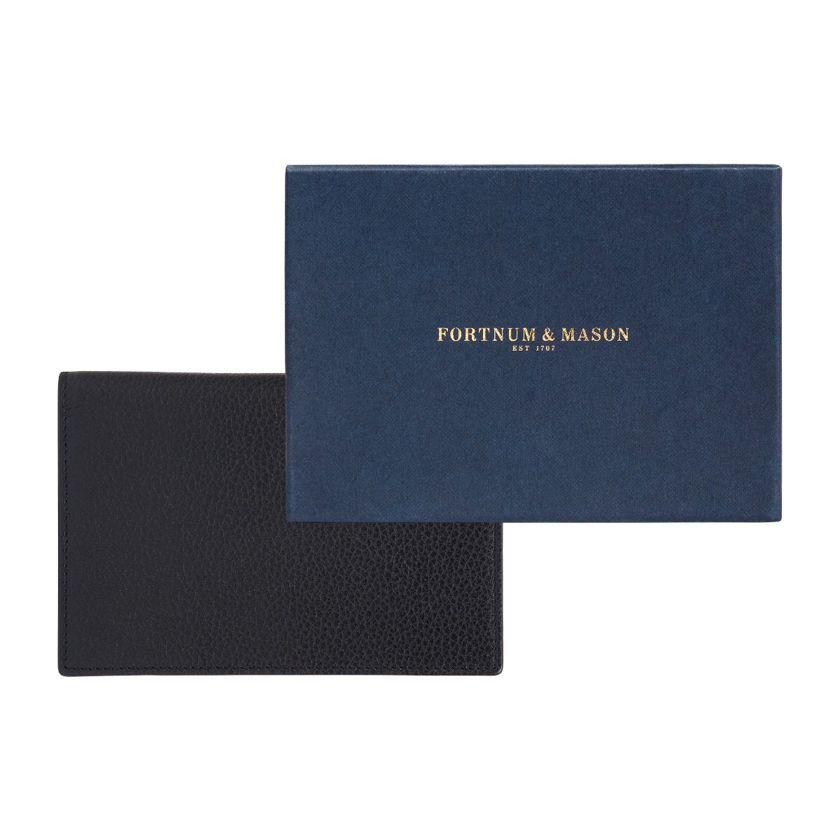 Fortnum's navy leather passport cover with card slots (British brand)
