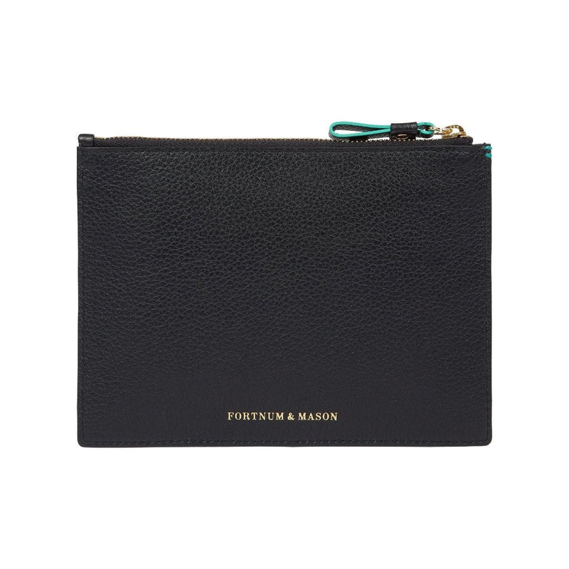Fortnum's small navy leather zip pouch 17cm x 12.5cm - British product