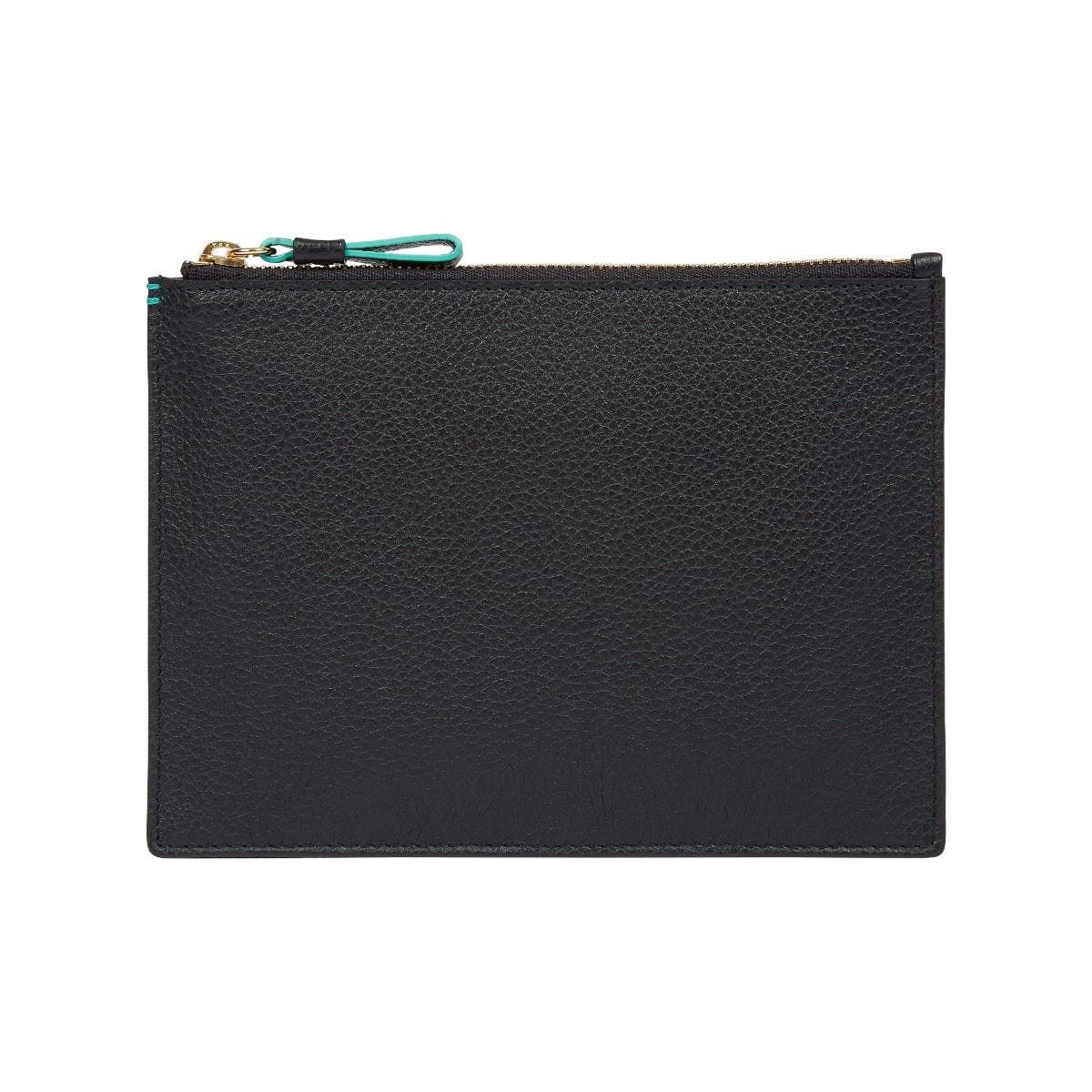 Fortnum's small navy leather zip pouch 17cm x 12.5cm - British product