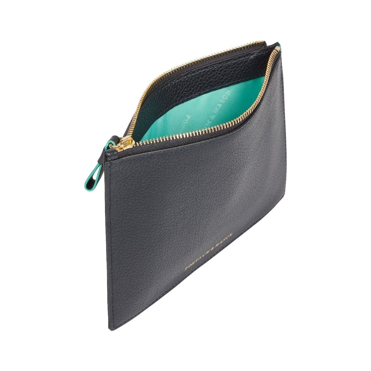 Fortnum's small navy leather zip pouch 17cm x 12.5cm - British product