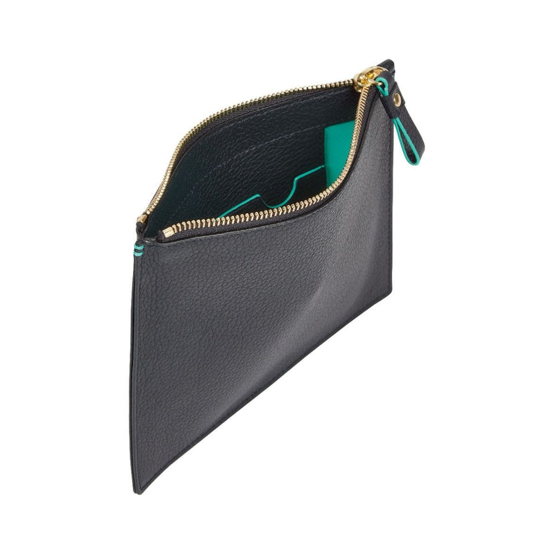 Fortnum's small navy leather zip pouch 17cm x 12.5cm - British product