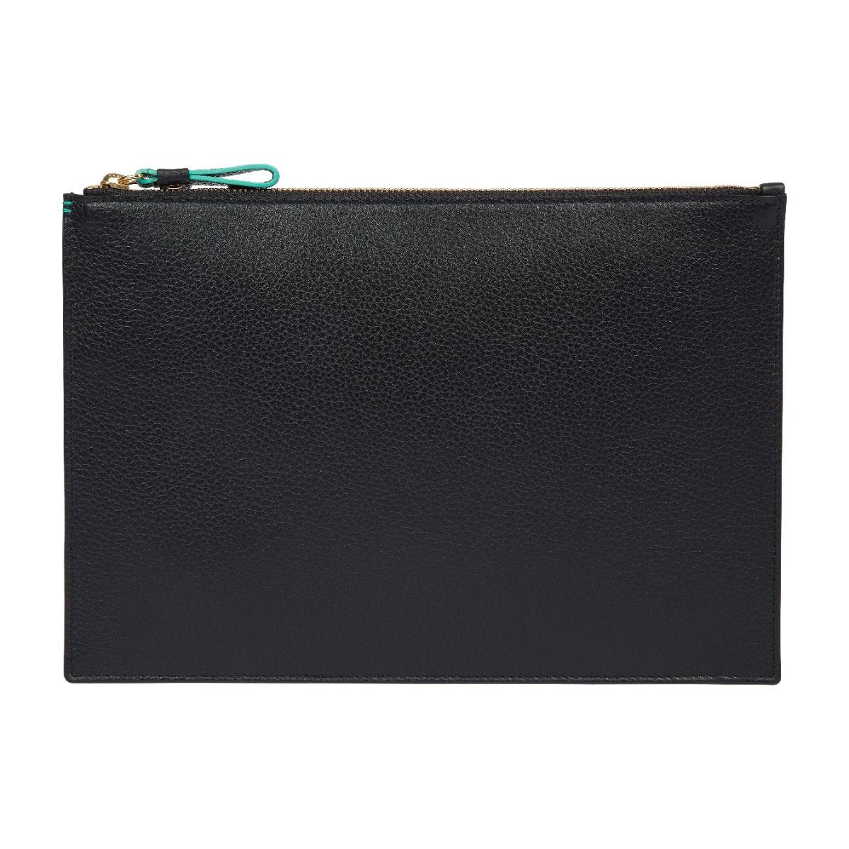Fortnum's leather zip pouch navy medium, imported from the UK