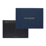 Fortnum's leather zip pouch navy medium, imported from the UK