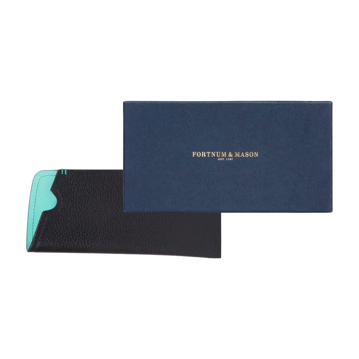 Fortnum and Mason navy leather glasses case (British brand)