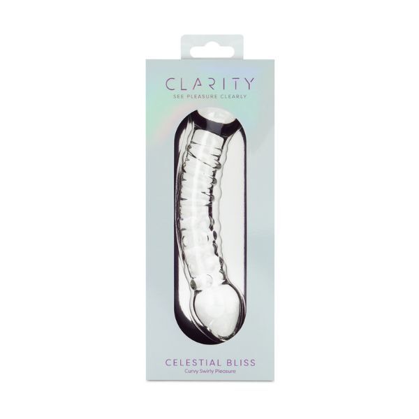 Clarity hand-blown glass dildo Celestial Bliss, UK version