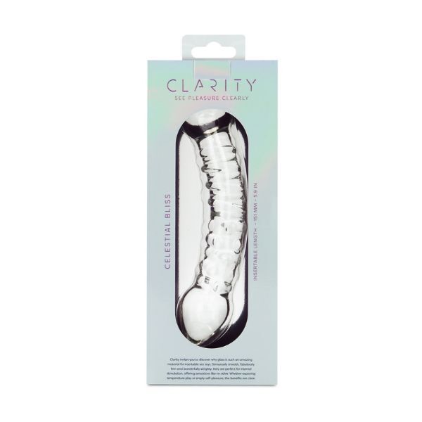 Clarity hand-blown glass dildo Celestial Bliss, UK version
