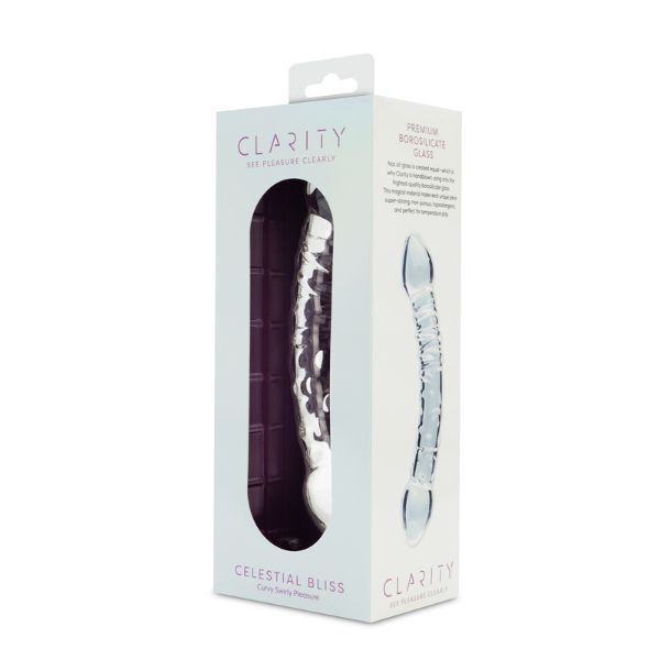 Clarity hand-blown glass dildo Celestial Bliss, UK version