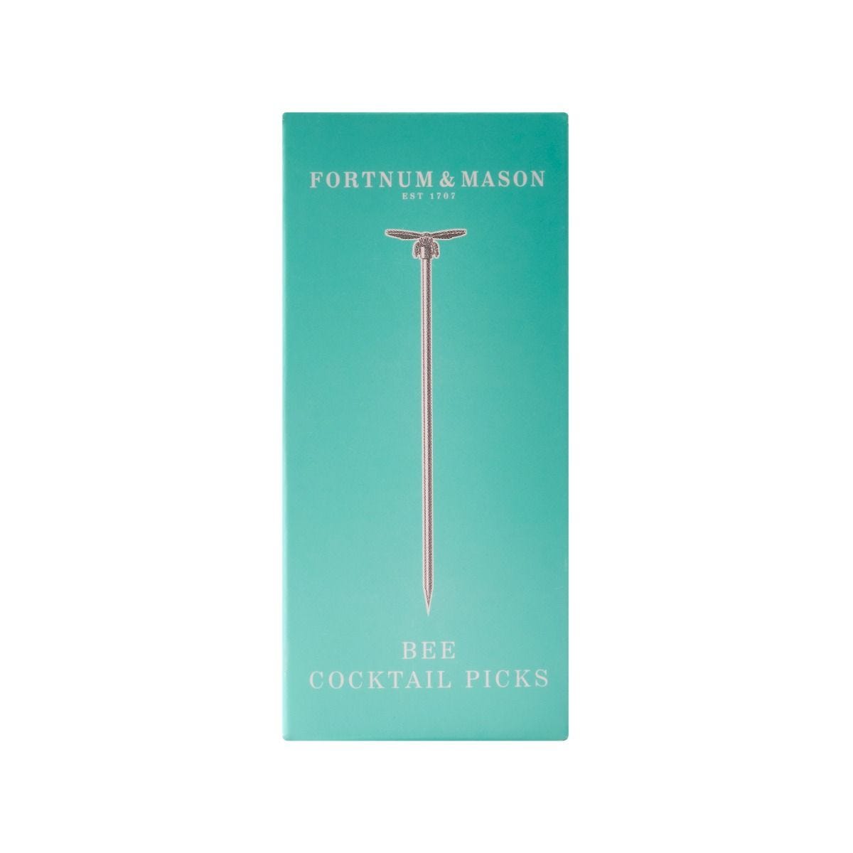 Fortnum's bee cocktail picks set of 4 in stainless steel - British product