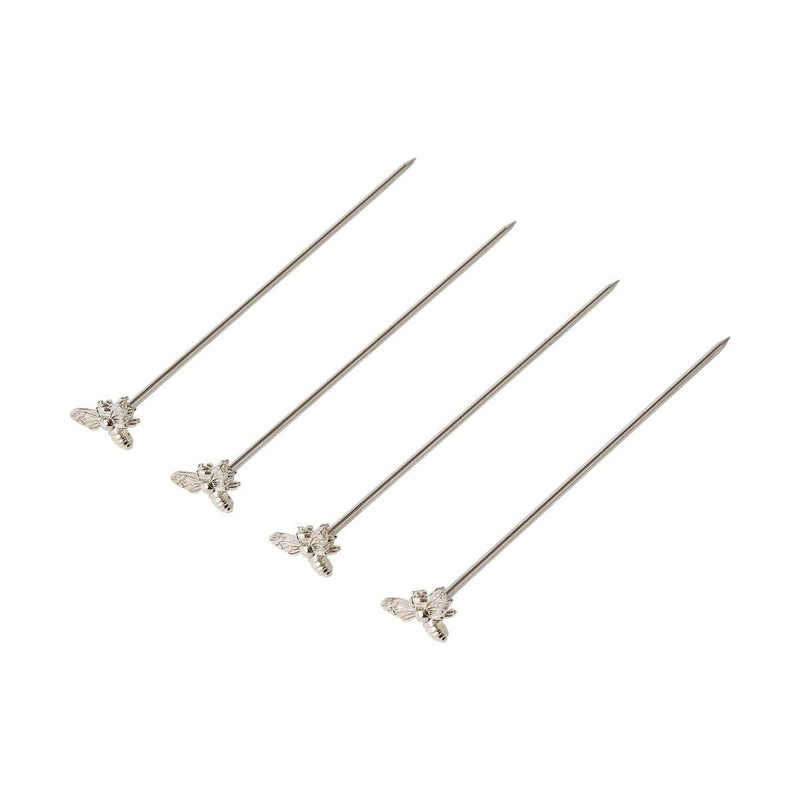 Fortnum's bee cocktail picks set of 4 in stainless steel - British product