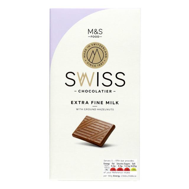 M&S Swiss Extra Fine Milk Chocolate with Ground Hazelnuts   125g GOODS M&S   