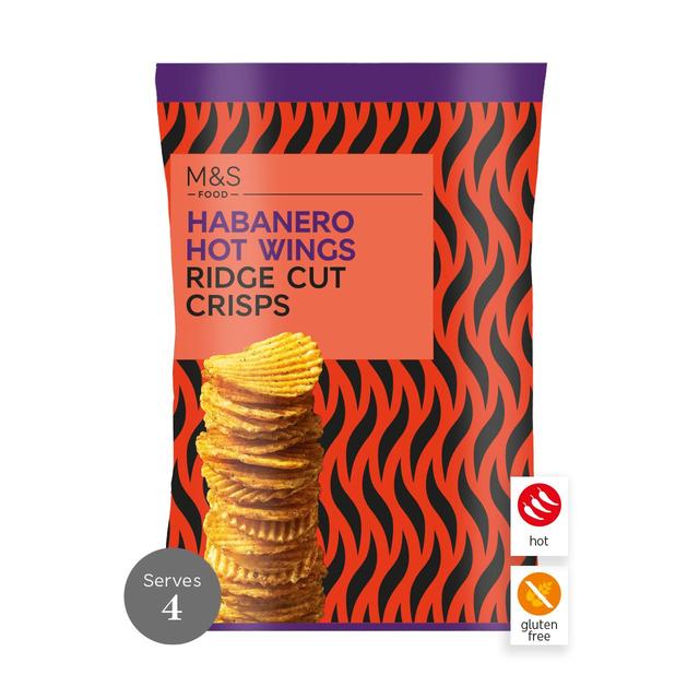 M&S Habanero Hot Wing Ridge Cut Crisps   135g GOODS M&S   