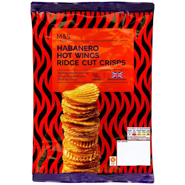 M&S Habanero Hot Wing Ridge Cut Crisps   135g