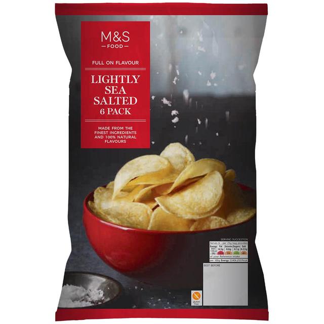 M&S Lightly Sea Salted Crisps 25g x   6 per pack GOODS M&S   