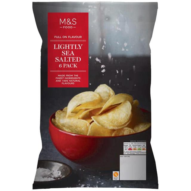 M&S Lightly Sea Salted Crisps 25g x   6 per pack GOODS M&S   