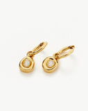 Missoma mini charm hoop earrings with rainbow moonstone, imported from the UK