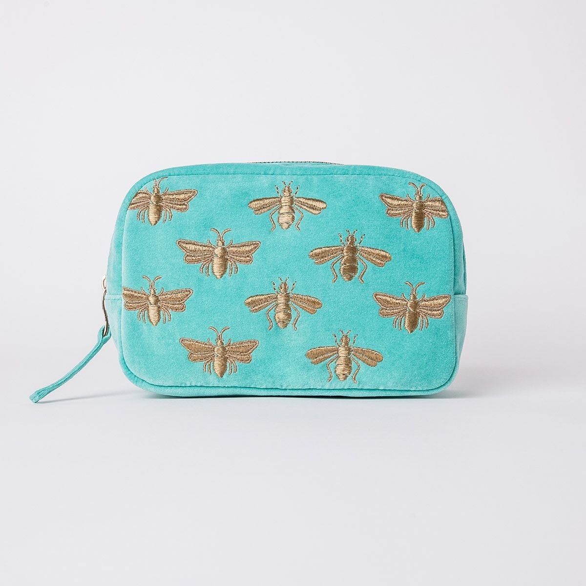 Elizabeth Scarlett honey bee cosmetic bag in turquoise - British product