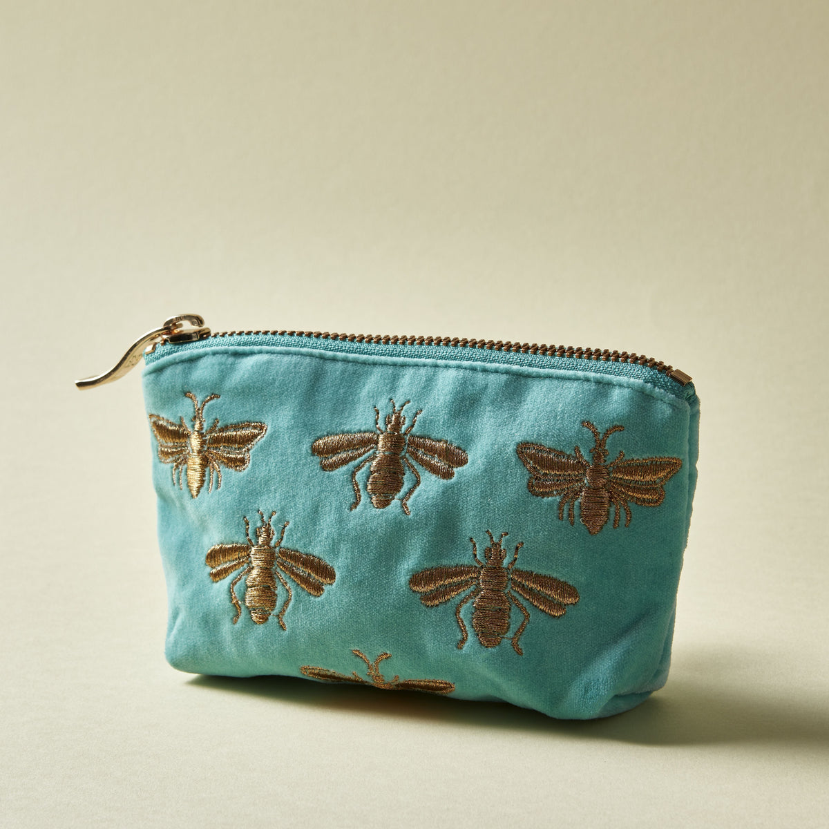Elizabeth Scarlett honey bee coin purse turquoise 16x10cm, imported from the UK