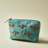Elizabeth Scarlett honey bee coin purse turquoise 16x10cm, imported from the UK