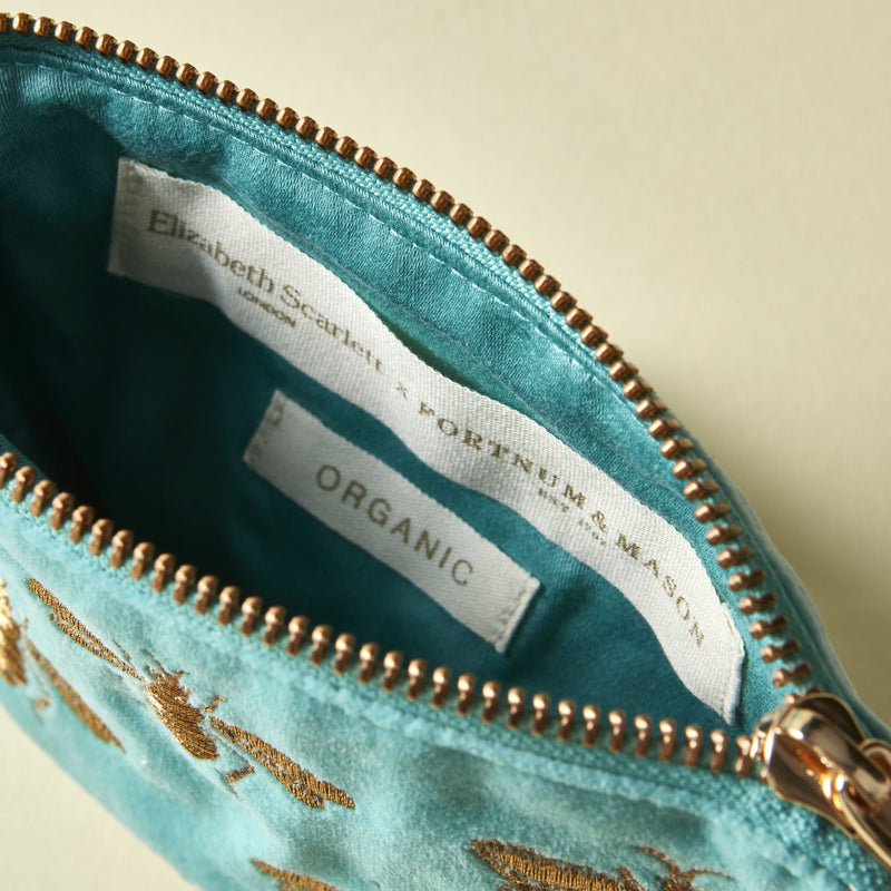 Elizabeth Scarlett honey bee coin purse turquoise 16x10cm, imported from the UK