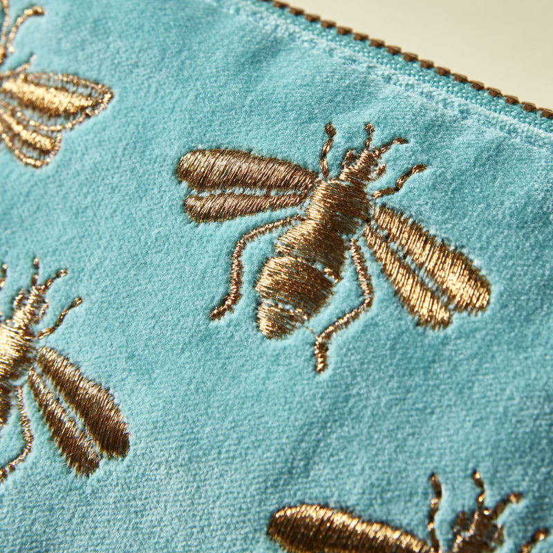 Elizabeth Scarlett honey bee coin purse turquoise 16x10cm, imported from the UK