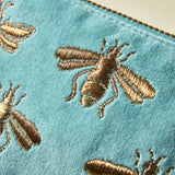 Elizabeth Scarlett honey bee coin purse turquoise 16x10cm, imported from the UK