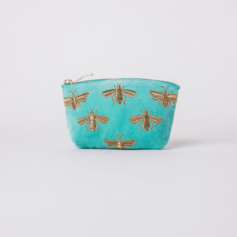 Elizabeth Scarlett honey bee coin purse turquoise 16x10cm, imported from the UK