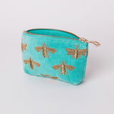 Elizabeth Scarlett honey bee coin purse turquoise 16x10cm, imported from the UK
