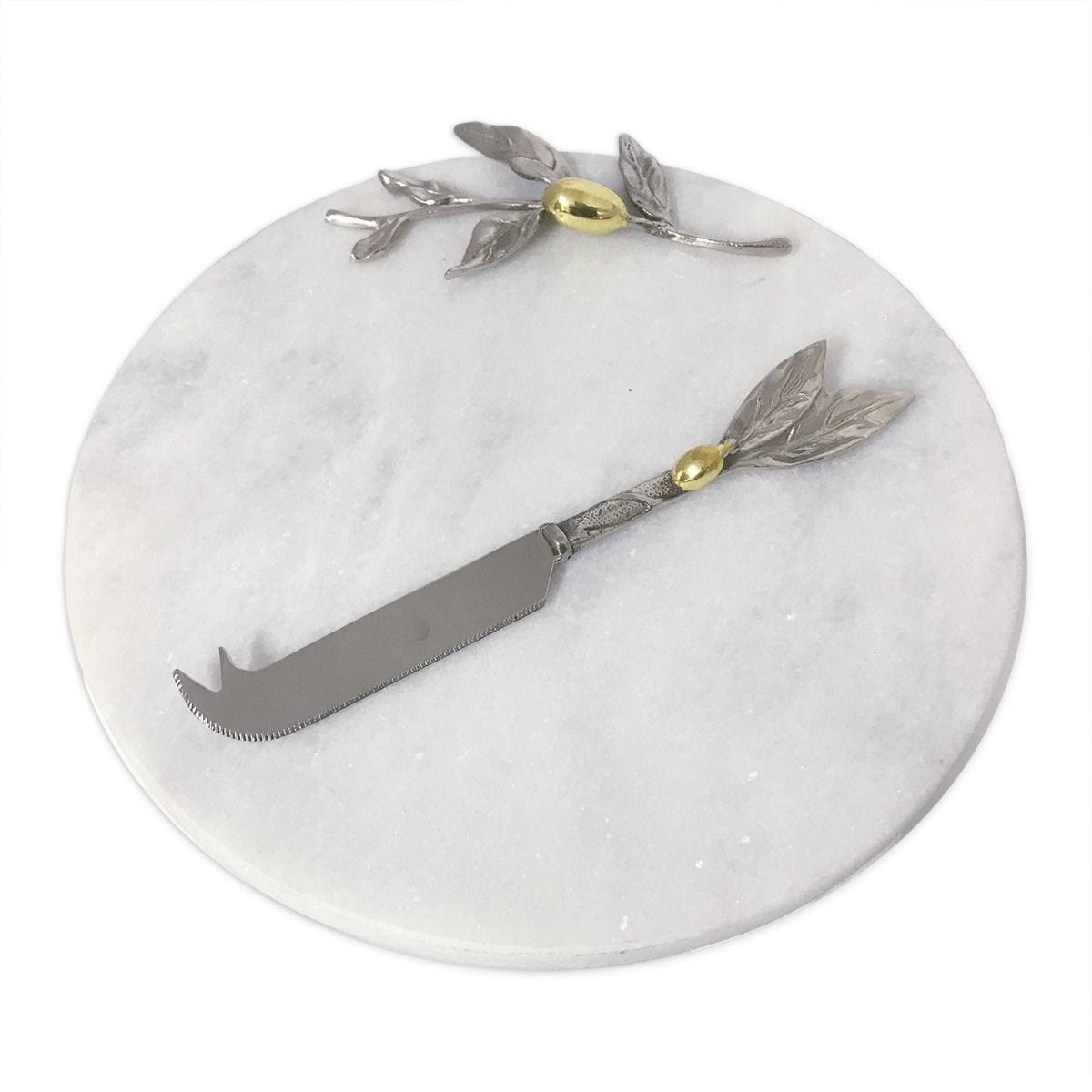 Culinary Concepts white marble cheeseboard with knife 22.5cm - British product