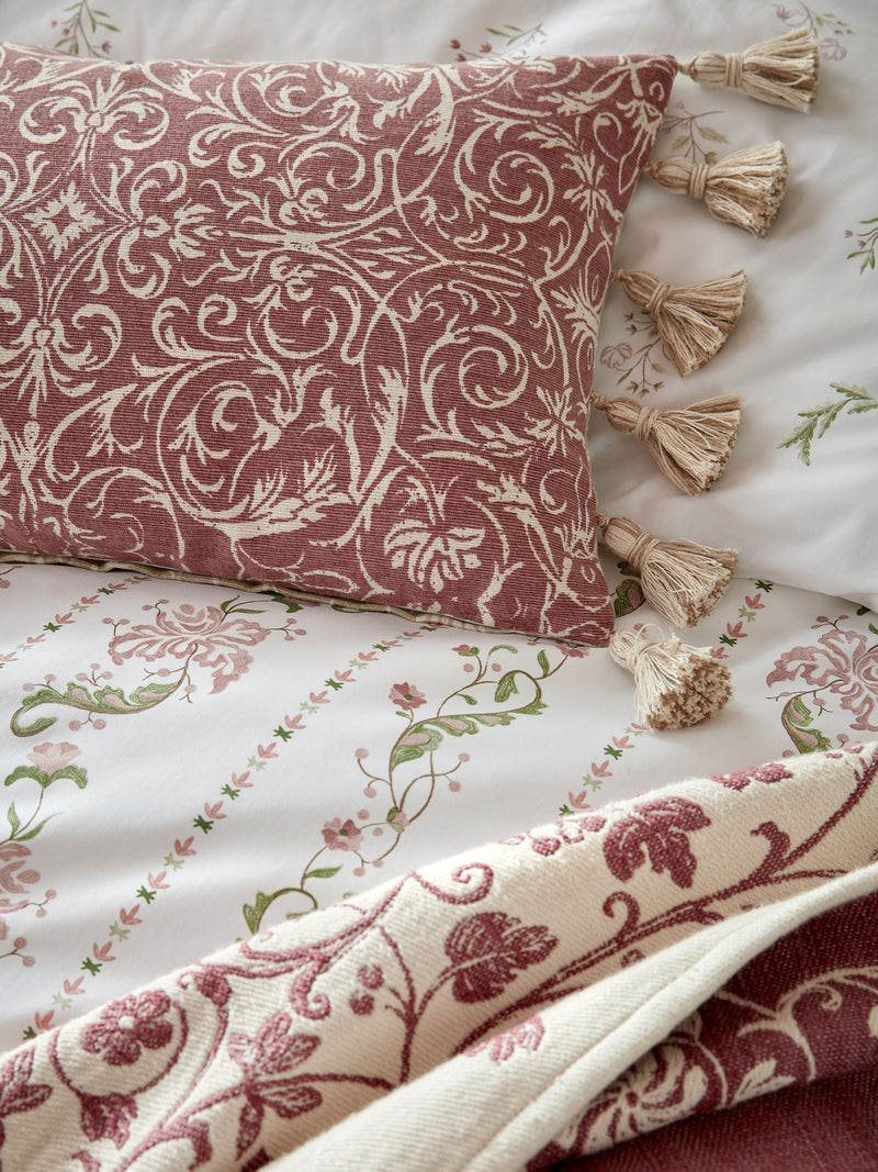 Historic Royal Palaces antique rose pink polyester cushion 30x50cm, UK version