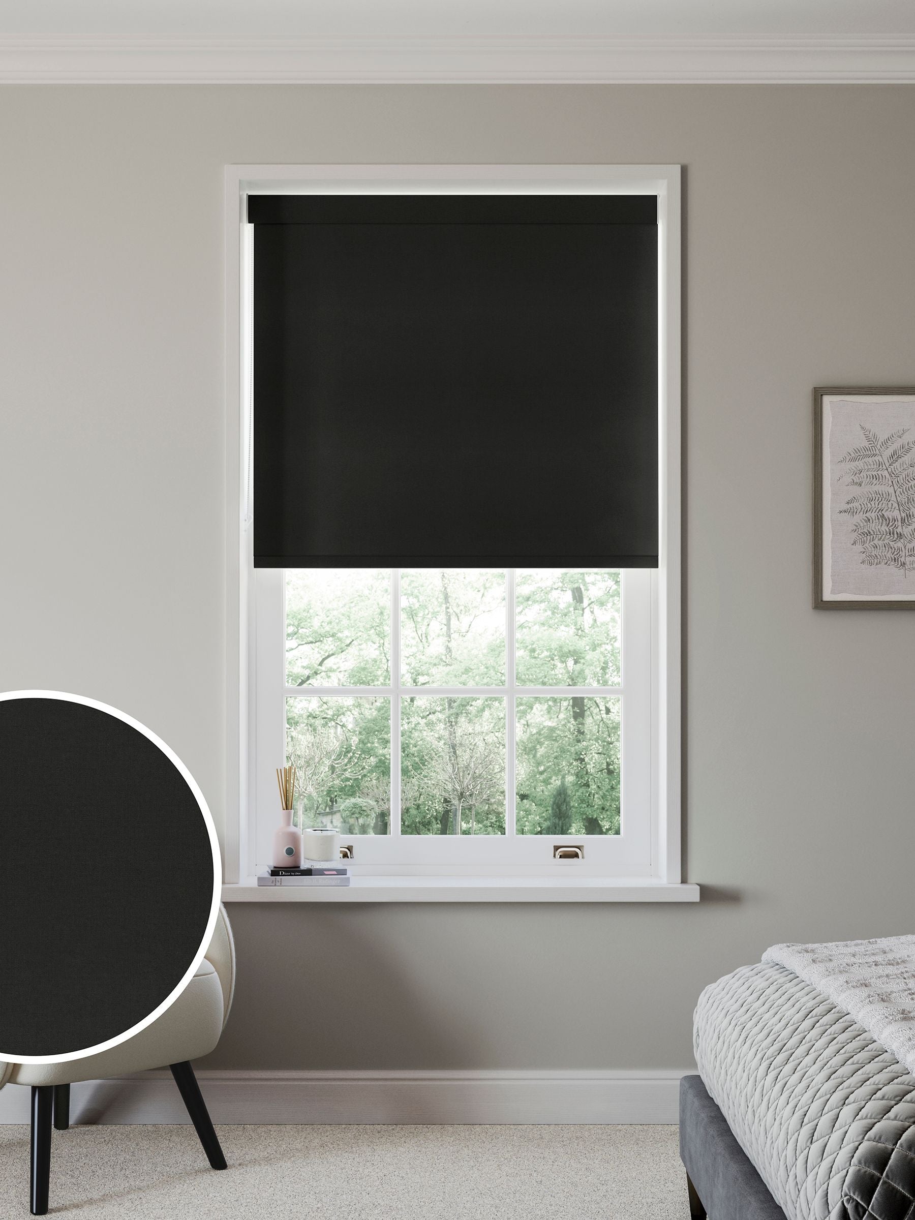 Next Solstice blackout roller blind in black made to measure (British brand)