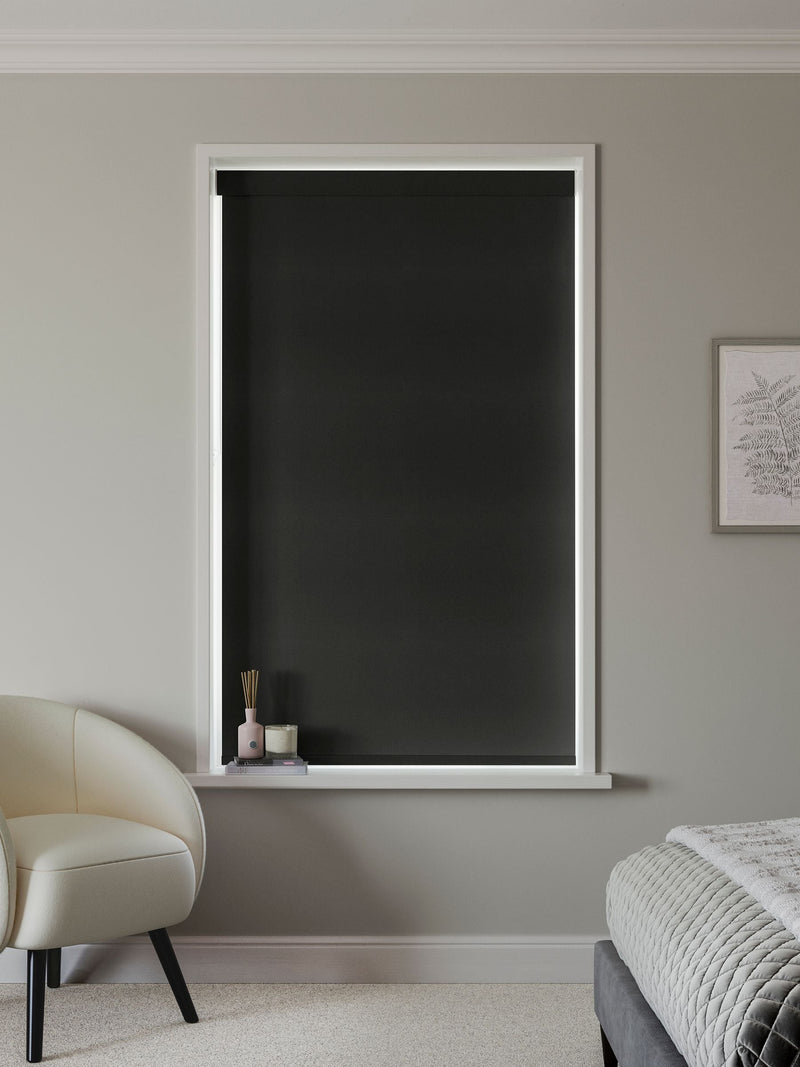 Next Solstice blackout roller blind in black made to measure (British brand)