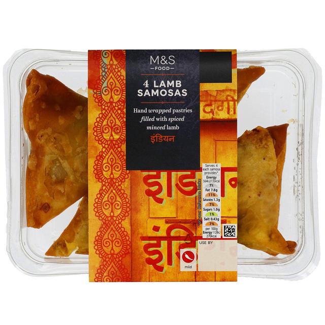 M&S 4 Hand Wrapped Lamb Samosas   200g GOODS M&S   