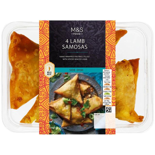 M&S 4 Hand Wrapped Lamb Samosas   200g GOODS M&S   