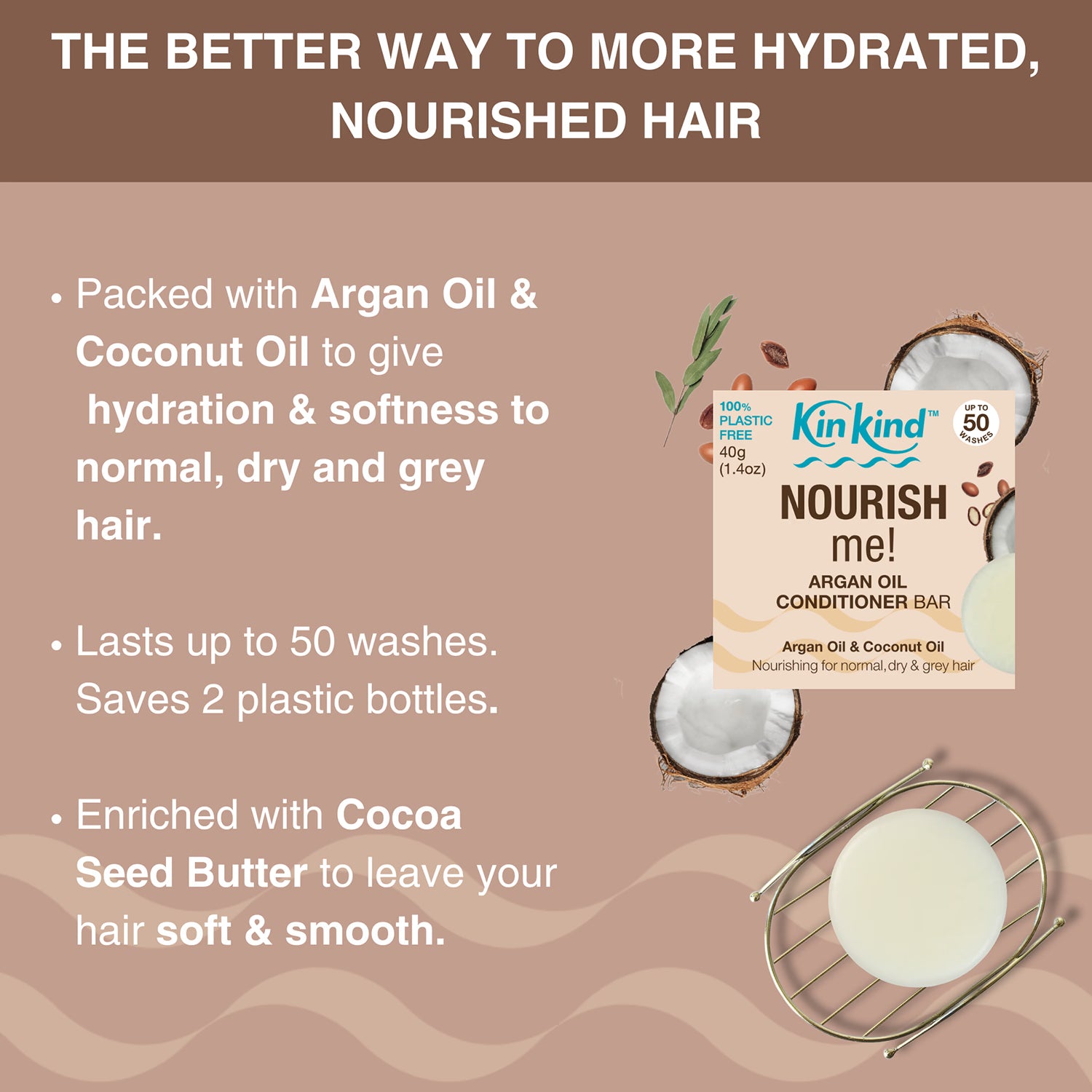 KinKind NOURISH me! Conditioner Bar 40g - British product