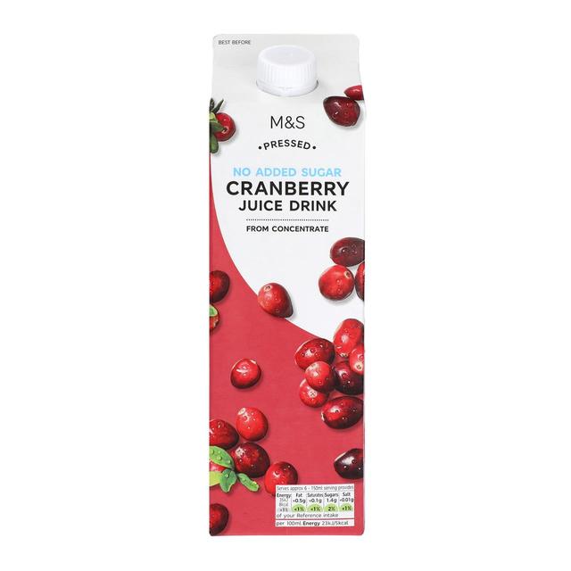 M&S No Added Sugar Cranberry Juice Drink   1L GOODS M&S   